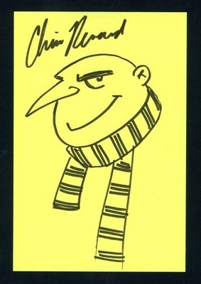 Chris Renaud Animation Artist, Despicable Me signed 4x6 Index SKETCH Card E29935