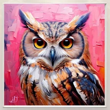 ORIGINAL Oil PAINTING on Canvas Owl  Textured Artwork 12x12 in Custom Order