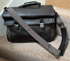 Montblanc men's briefcase dark brown grained deer leather shoulder bag laptop