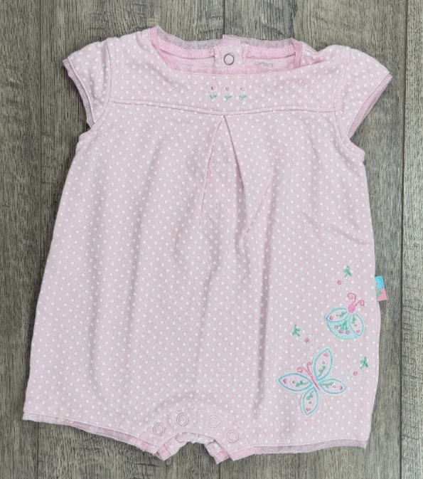 Baby Girl Clothes Vintage Carter's 9 Month Pink Butterfly Romper Outfit