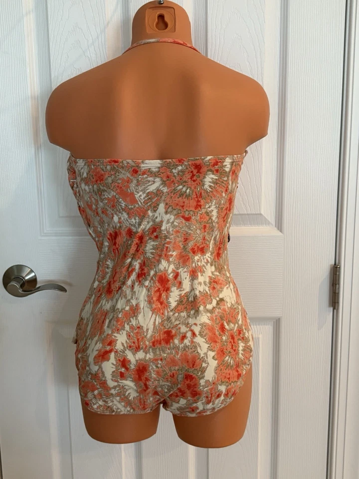 Maiô Michael Kors 12 laranja multi bandeau copo macio 1 peça novo com etiquetas  - Imagem 3 de 4