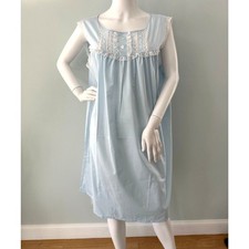 Vintage Pastel Blue Lace Trim Nightgown Plus Size X Coquette Cottagecore Style