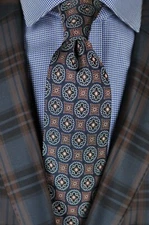 Lord R Colton Studio Tie - Navy Black & Gold Medallion Woven Silk Necktie NEW