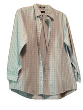 Mens Size 16 1/2 32/33 Chaps Button Up Long Sleeve Classic Fit Lavender/white704