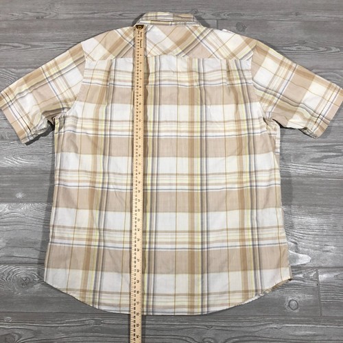 Sean John Shirt Adult 2XL Beige Plaid Short Sleeve Button Up Casual Mens 3675 - Picture 10 of 10