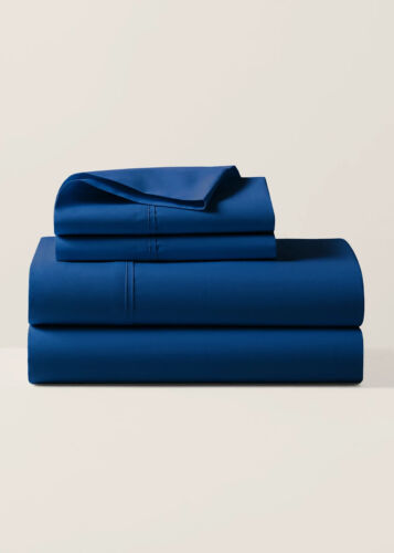 Ralph Lauren Percale Organic Cotton Flat Sheet 2 Standard Pillowcases Blue FULL - Picture 9 of 9