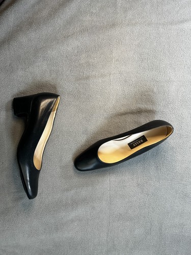 new BALLY womens Pumps 5.5 Shoes BLACK block medium Heels Leather pound toe comf - Picture 3 of 10