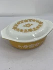 Vintage Pyrex Butterfly Gold 1 1/2 QT Oval Casserole Baking Dish & Lid - #043