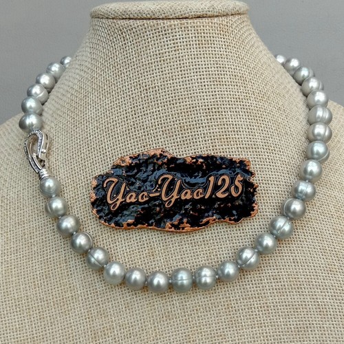 17" 10-11mm White Black Gray Multi Color Round Pearl Necklace free shipping - Picture 6 of 17
