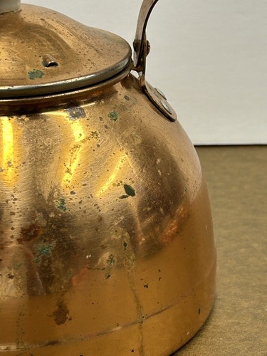 Copper Tea Kettle Vintage TAYEE Porcelain Handle Cottage Rustic Retro Kitchen - Picture 18 of 23