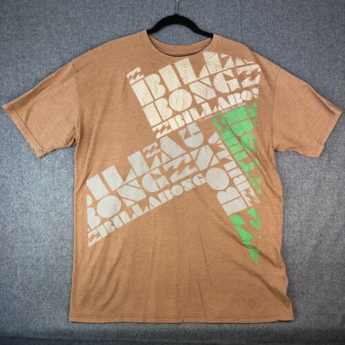 Vintage Brown Faded Graphic Billabong Surf Skate T-Shirt Herren XXL