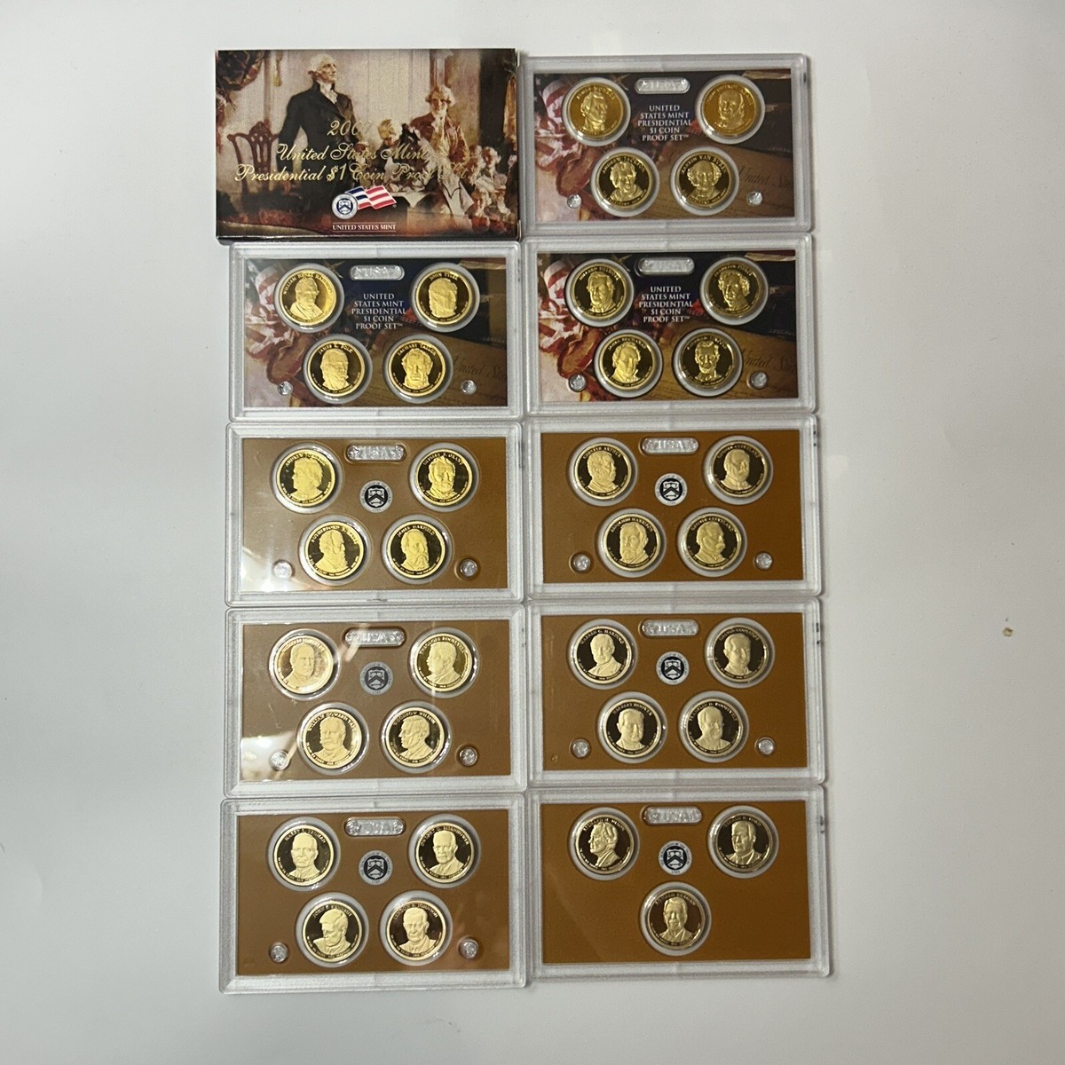 OT2 2007 to 2016 S PROOF PRESIDENTIAL DOLLAR COMPLETE SET 39 COINS 
