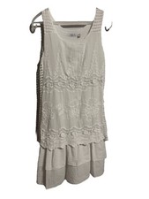 Vasna Womens Dress Sz Small White Tiered Eyelet Lace Lagenlook Sundress