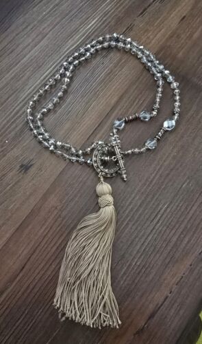 CHICO'S WOMEN'S CRYSTAL CONVERTIBLE NECKLACE WITH TASSEL NICKEL FREE MULTI EUC