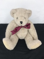 The Vermont Teddy Bear Co Authentic 17" Jointed Plush w Bow Tie Pre-Owned Good 