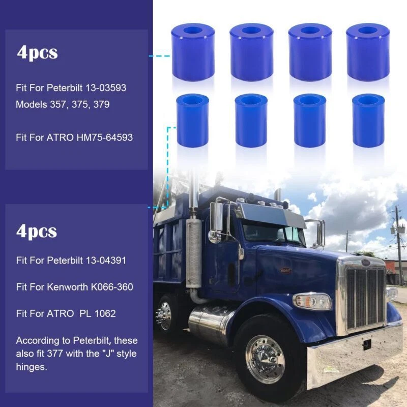 For Peterbilt 379 Hood Hinge Parts Mounting Bushing Bolt & Hood Roller Bushings - Image 4 of 4