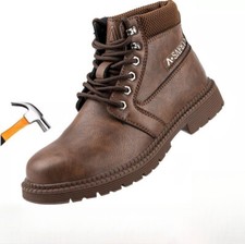 Men Waterproof Work Boots Steel Toe Boots Leather Safety Shoes Industrial Boots