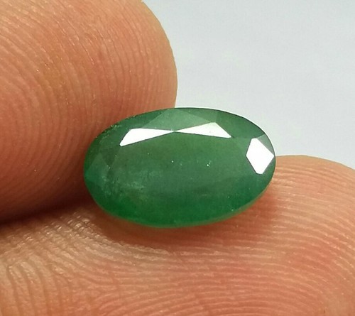 2.15 Ct Natural Top Green Zambian Mine Emerald Oval Cut Untreated Good Quality - Picture 3 of 6