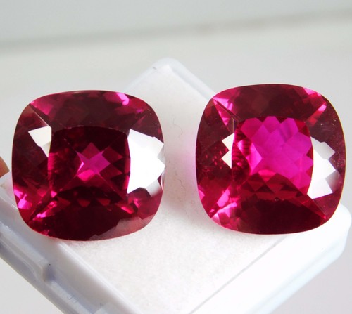 Par de piedras preciosas de zafiro rosa ceilán natural certificado 40,40 quilates forma radiante - Imagen 2 de 11