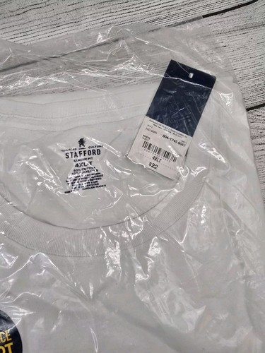 TWO Stafford Classic Fit Sleepwear 4XLT White Long Sleeve Shirt W/ Pocket - Picture 2 of 9