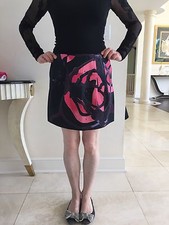 Marni Mini Skirt Black With Pink Abstract Painting 100 Cotton New Size 44