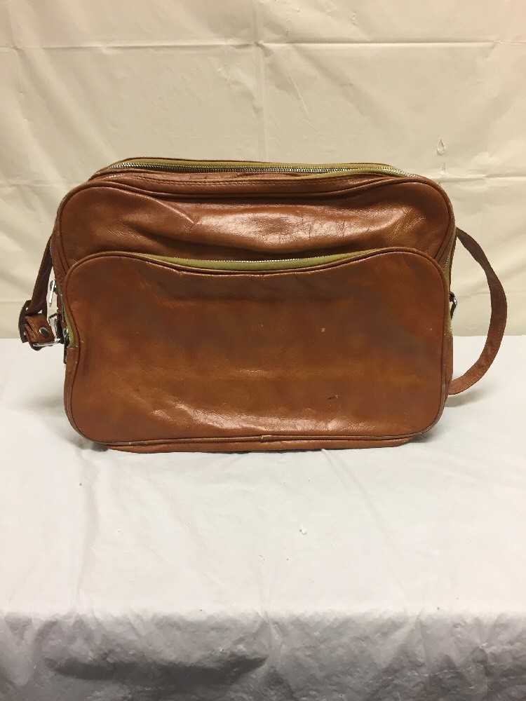 Vintage Three Star Brown Leather Briefcase Bag 16”Wx12”Hx6”D | eBay