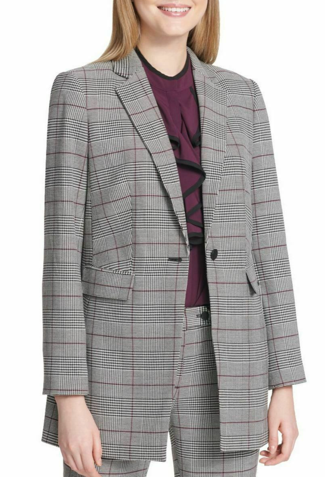 Multi Petite Glen Plaid Blazer Jacket 