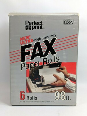 Perfect Print Ultra High Sensitivity Fax Paper Rolls 6 Rolls 8.5''x 98 ft. Each 