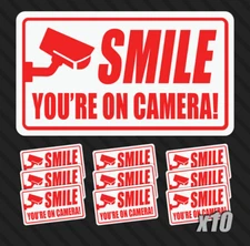 Smile You're On Camera Stickers 10 Pack 3.5x2 in Security Door Window Decals
