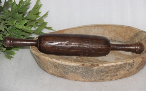 Antique Wooden Chapati Bread Rolling Pins Belans Original Old Lacquer 15818 - Picture 3 of 6