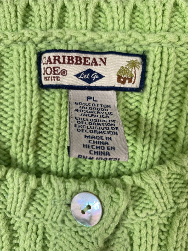 Caribbean Joe Suéter Mujer Grande Pequeño Cárdigan Verde Cable Tejido Oficina Carrera Foto 2 de 4