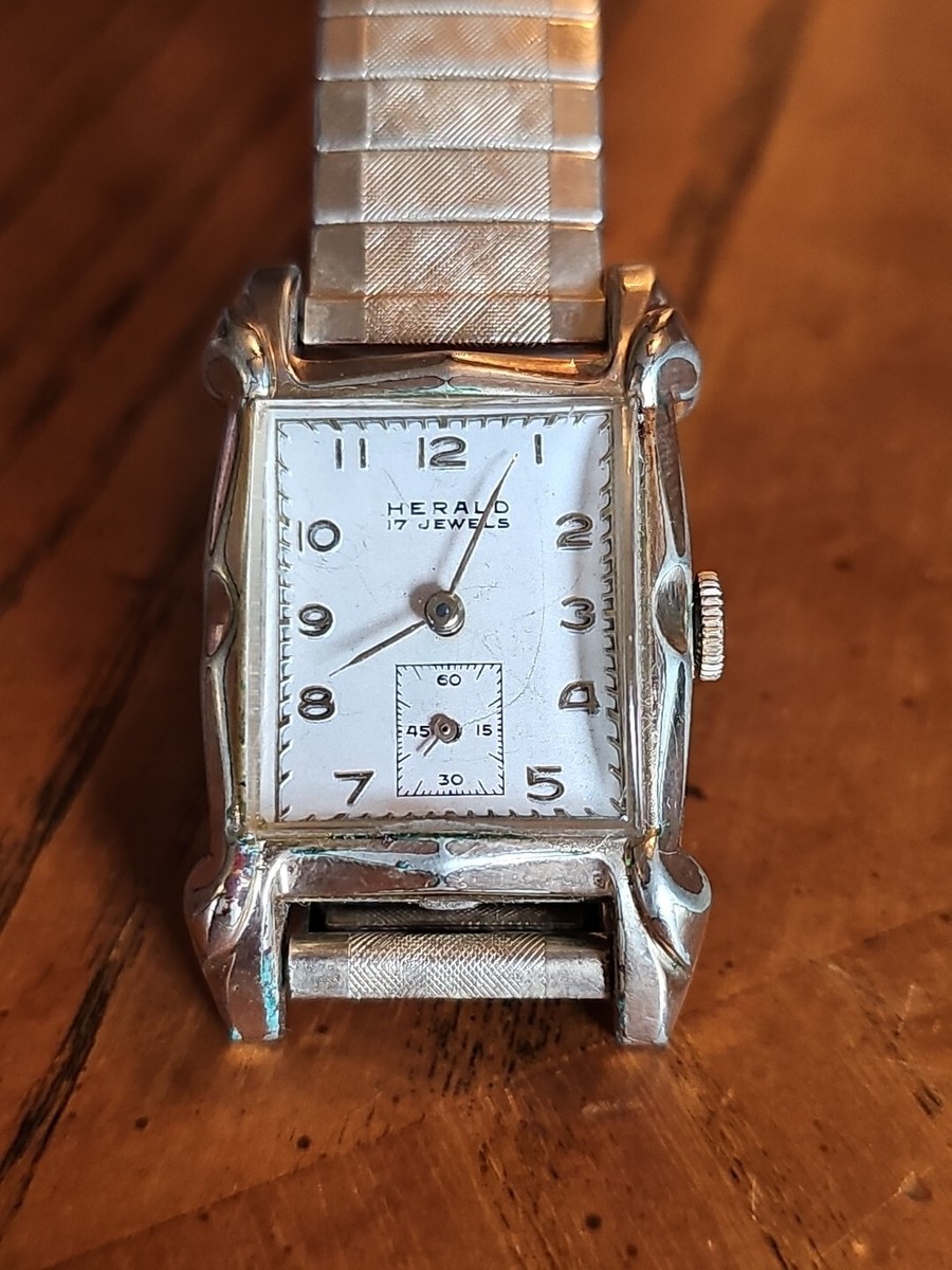 グラダリング　ペリドット　10k ヴィンテージ　vintage Vintage Herald 17 Jewel Mechanical Manual Wind Watch 10k RGP Top