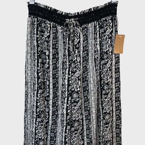 Mudd Floral Paradise Pant Black & White Women's Medium High-Waisted Wide-Leg New - Picture 4 of 10