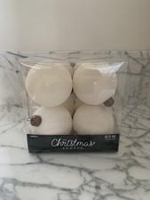 Hobby Lobby Velvet Flocked Ball Ivory Ornaments Small, 80mm, 3 inches, Set of 8