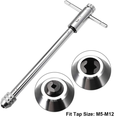 Llave de grifo de trinquete ajustable mango en T, para grifos de rosca métricos M5-M12 11,61" - Imagen 6 de 7