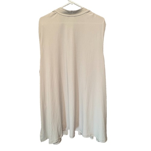 Susan graver Everyday Duster Vest Sleeveless Tie Front Cardigan Beige Size 3X - Picture 2 of 7