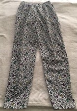 New Wave Pants Black White Wild Print Hi Waist Picket and Post Small 80s Vintage