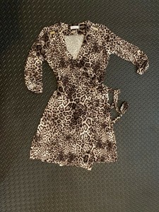 leopard wrap midi dress