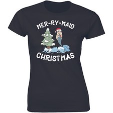 Merry Maid Christmas Shirt - Xmas Holiday Season Women's T-shirt Gift Mermaid
