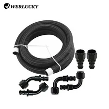10ft 4/6/8/10/12AN Braided CPE Fuel Oil Line & 6PCS Push Lock Hose Fittings Kit