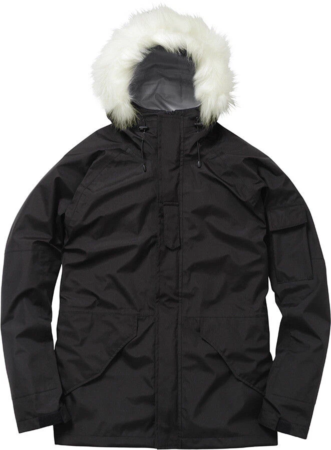 Supreme NYC Military Taped Seam Parka Jacket Arabic Black White Fur size L Large