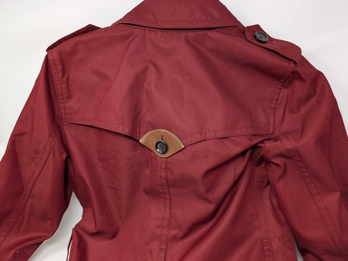 NICE! Coach Women’s Trench Coat Red Belted Double Breasted Size Small (UX) - Picture 10 of 13