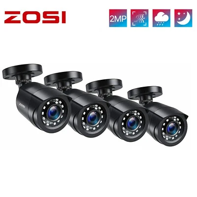 ZOSI 4PCS 1080P Full HD Bullet Security Camera Outdoor Indoor 80ft Night Vision