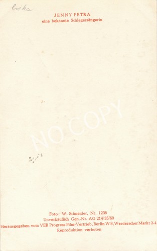 100% Original Autogramm Autograph handsigniert Jenny Petra J1.74 - Bild 2 von 2