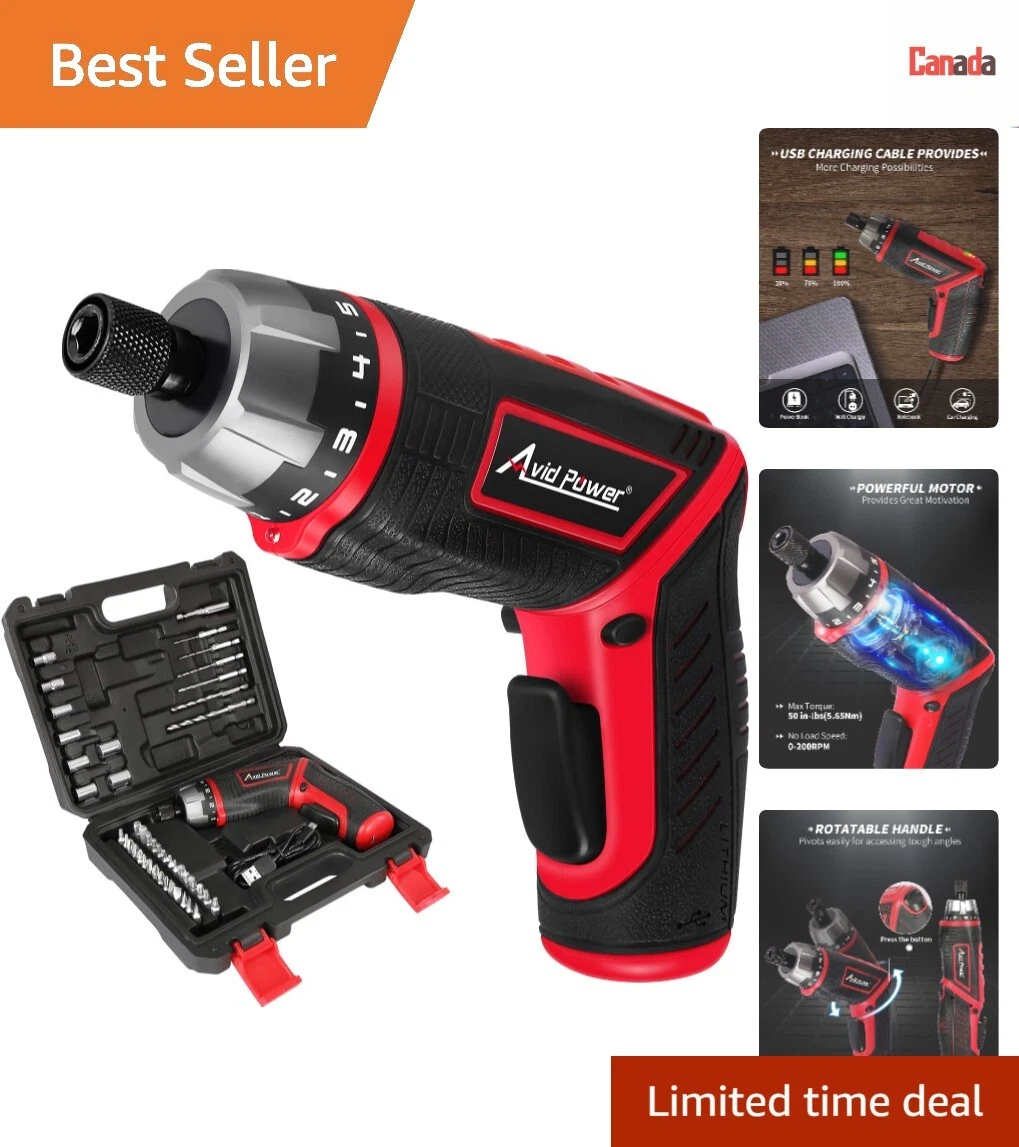 Powerful Rechargeable Electric Screwdriver Set 44pcs Accessories LED Light