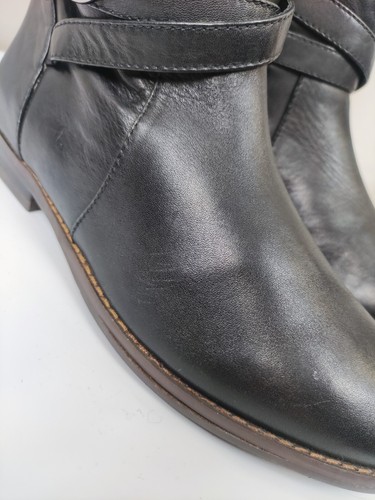 Wit Mooni Leather Boots Knee High Black Faux Fur Insole Low Flat Heel 36 - Picture 13 of 16