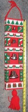 Vintage 1960's Handmade Needlepoint 4 Bells Christmas Wall Hanger 29"x4.5"x1.5 