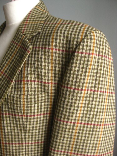 BERTIE WOOSTER JACKET BLAZER tweed 42 mens vintage retro green wool tartan check - Picture 14 of 19