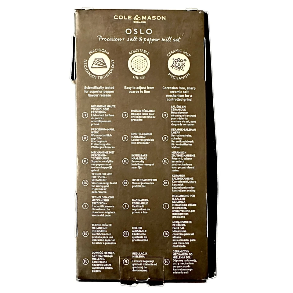 Juego de molinos de pimienta y sal de precisión Cole and Mason Oslo de acero inoxidable ajustar la molienda Foto 2 de 4