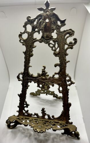 Antik Rokoko Revival Stil poliertes Messing Tisch Display Staffelei 19./20. 15 Zoll H - Bild 2 von 19